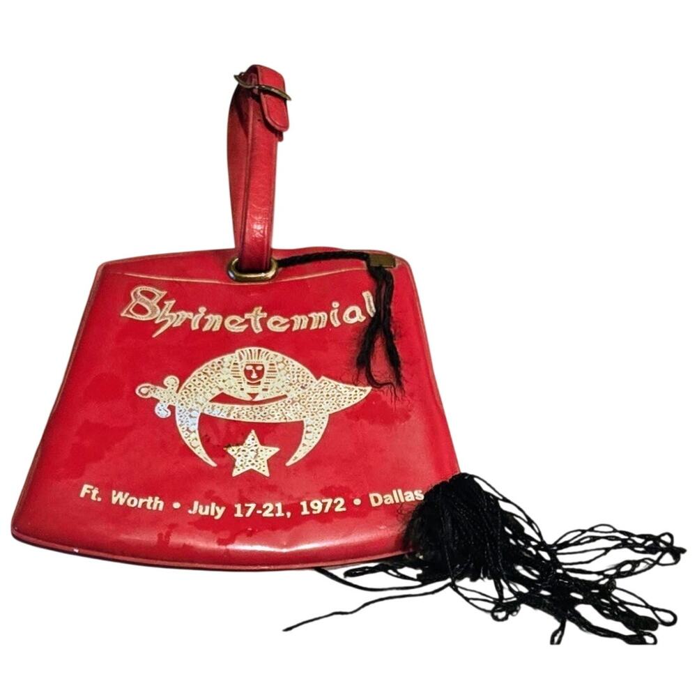 Vintage 1972 Shrinetennial Convention Luggage Tag 100th Anniversary Fort Worth